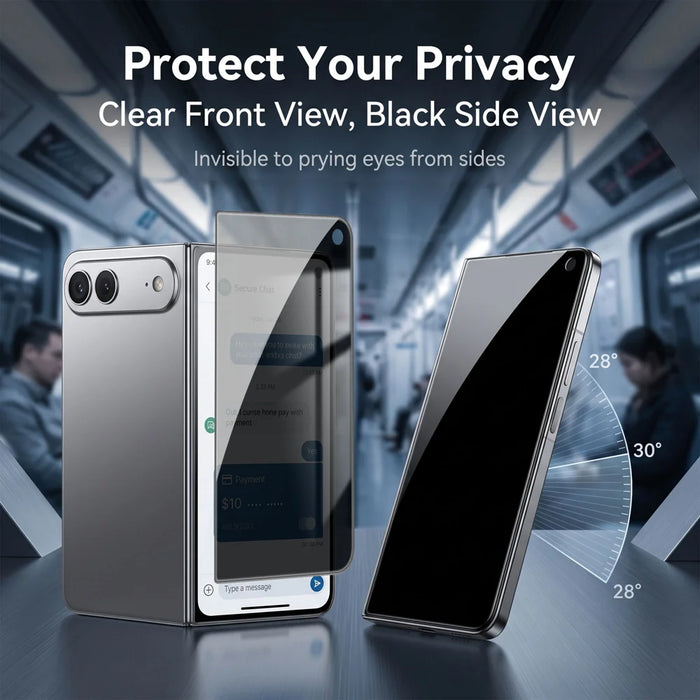 For iPhone Fold Anti Spy Privacy Full Screen Protector Black Edge High Aluminium-silicon Glass Film - Black - 3