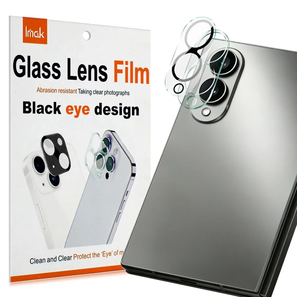 IMAK for Samsung Galaxy Z Fold8 Tempered Glass Camera Lens Protector Acrylic Lens Cap (Black Circle Design) - Transparent - 1