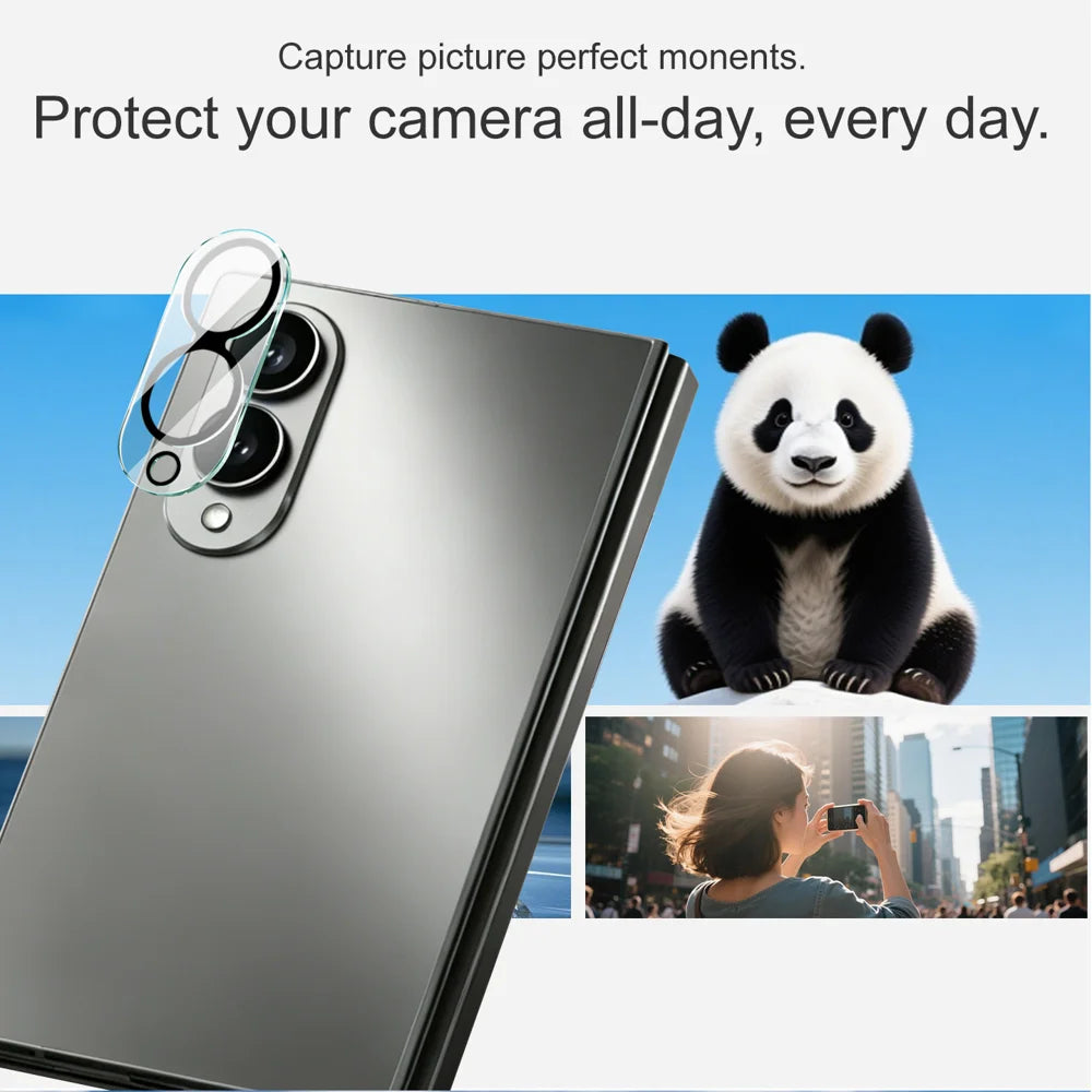 IMAK for Samsung Galaxy Z Fold8 Tempered Glass Camera Lens Protector Acrylic Lens Cap (Black Circle Design) - Transparent - 6