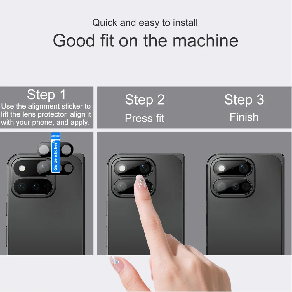 IMAK for Google Pixel 11 Pro Fold Camera Lens Protector Tempered Glass HD Clear Full Cover Lens Film - Black - 5