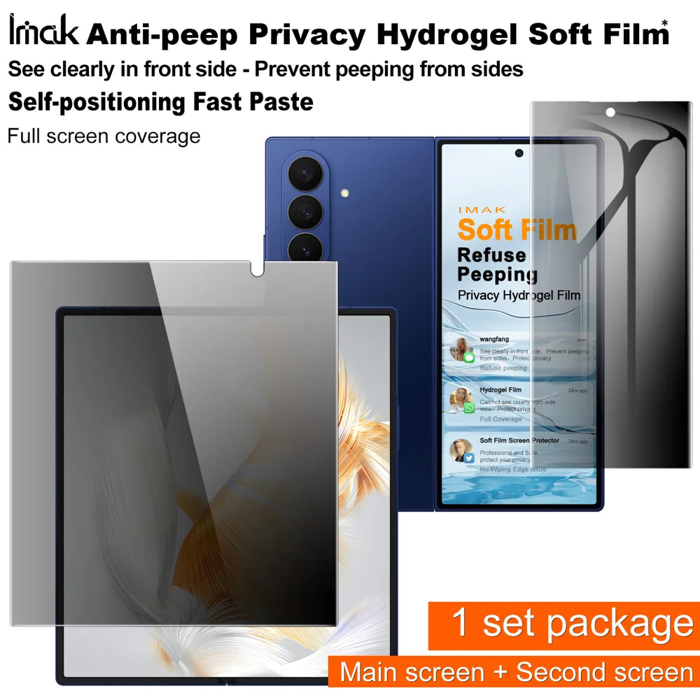 IMAK for Samsung Galaxy Z Fold8 Ultra Privacy Hydrogel Film III 1 Set Anti-Spy TPU Full Screen Film (Front Screen + Inner Large Screen) - As Shown - 5