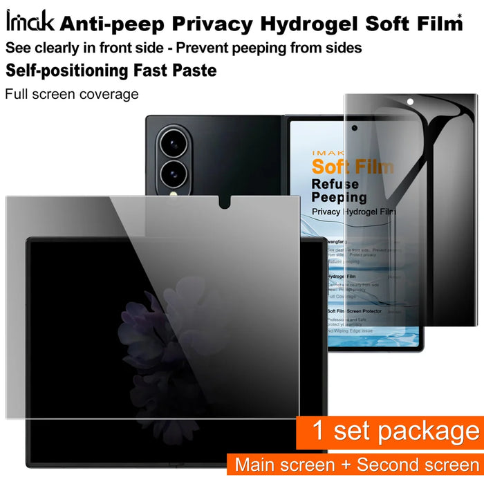 IMAK for Samsung Galaxy Z Fold8 Privacy Hydrogel Film III 1 Set Anti-Spy TPU Full Screen Film (Front Screen + Inner Large Screen) - As Shown - 5