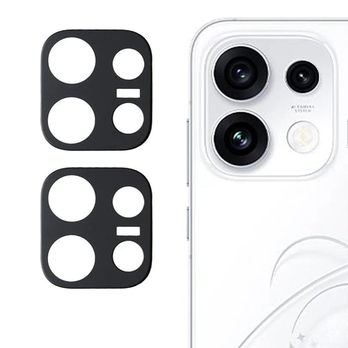 2Pcs For Oppo Reno16 Pro 5G (Global) Full Coverage Camera Lens Protector Silk Printing Tempered Glass Lens Film 3D Arc Edge - Black - 1
