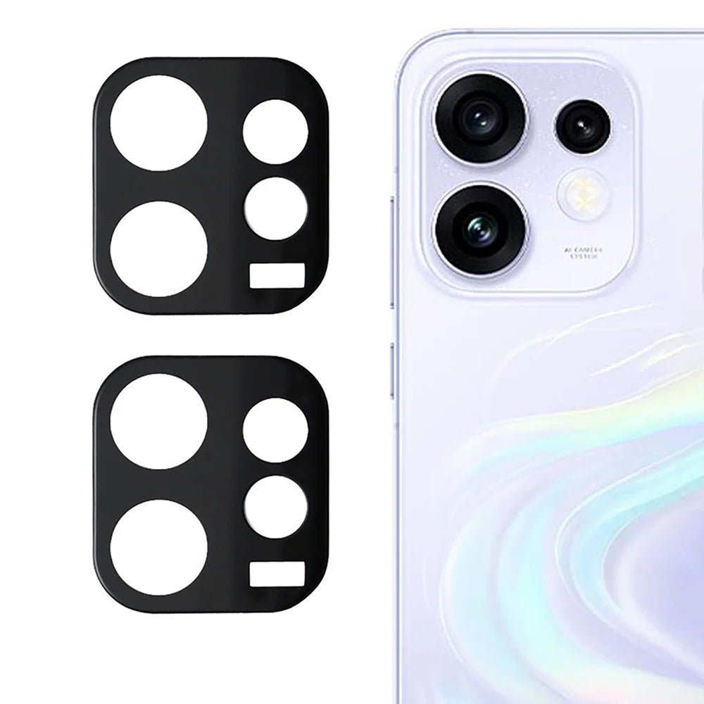 2Pcs For Oppo Reno16 5G (Global) Full Coverage Camera Lens Protector Silk Printing Tempered Glass Lens Film 3D Arc Edge - Black - 1