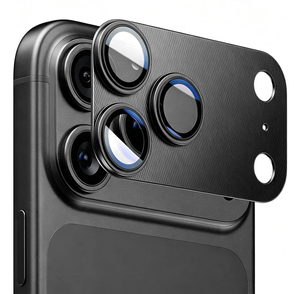 HAT PRINCE for iPhone 18 Pro Max Camera Lens Protector ENKAY  Aluminium Alloy + Tempered Glass Lens Film - Black - 1