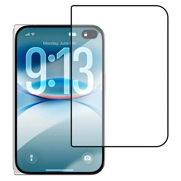 For iPhone Fold Screen Protector Silk Printing Full Glue Full Coverage Tempered Glass Screen Film - Black Edge - 1