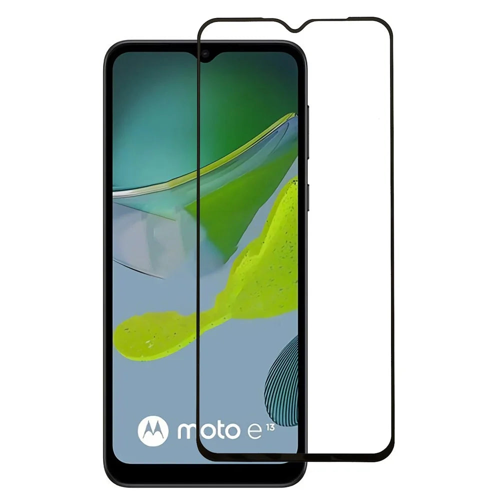 For Motorola Moto E13 4G Silk Printing Tempered Glass Film Full Glue Anti-explosion HD Full Screen Protector - 1