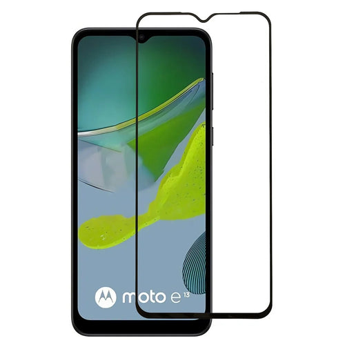 For Motorola Moto E13 4G Silk Printing Tempered Glass Film Full Glue Anti-explosion HD Full Screen Protector - 1