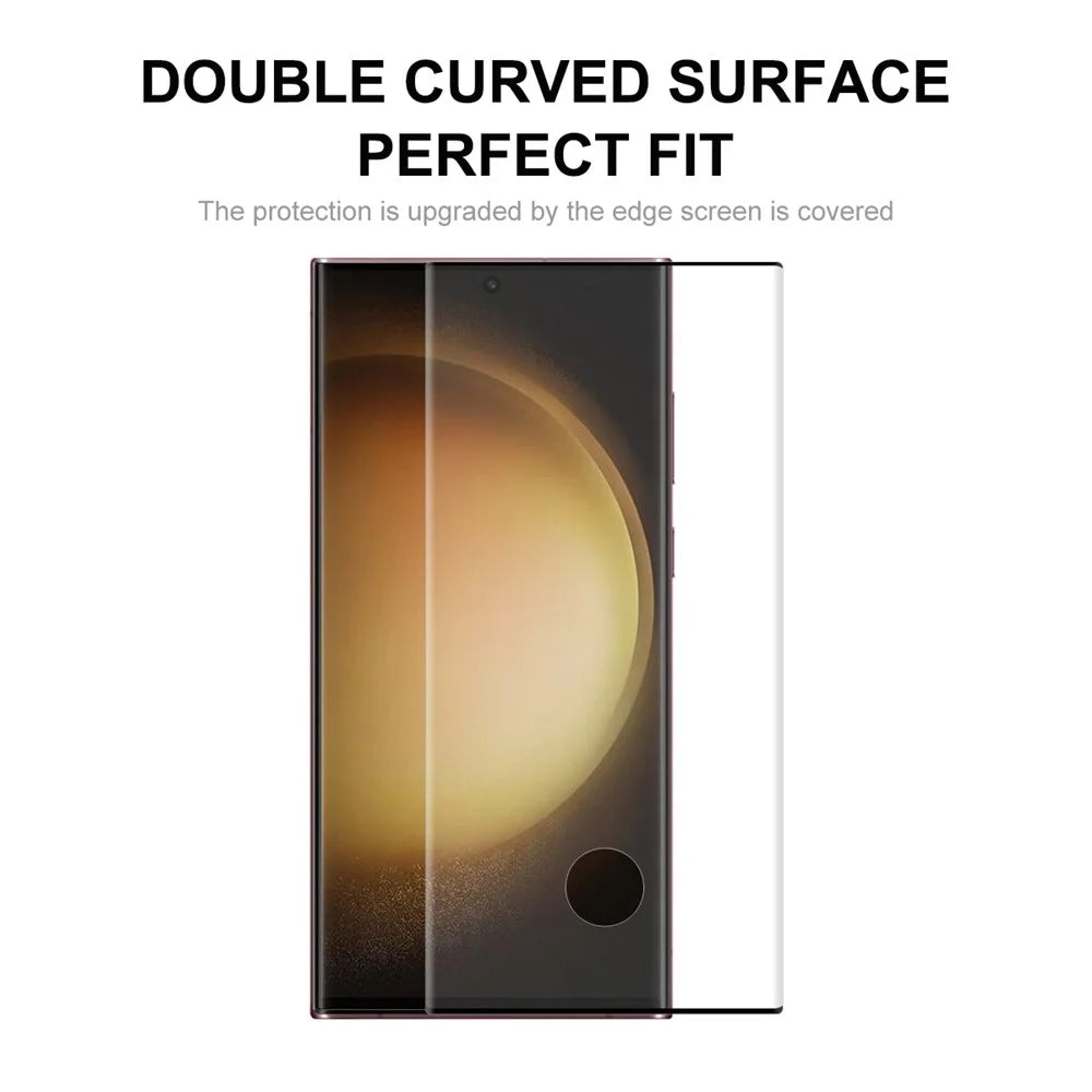 ENKAY HAT PRINCE Tempered Glass Film for Samsung Galaxy S23 Ultra, 3D Curved Side Glue HD Screen Protector Support Fingerprint Unlock - 2