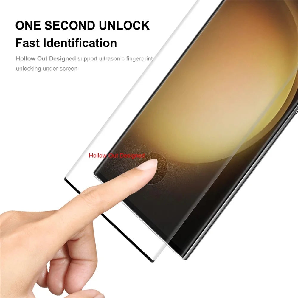 ENKAY HAT PRINCE Tempered Glass Film for Samsung Galaxy S23 Ultra, 3D Curved Side Glue HD Screen Protector Support Fingerprint Unlock - 3