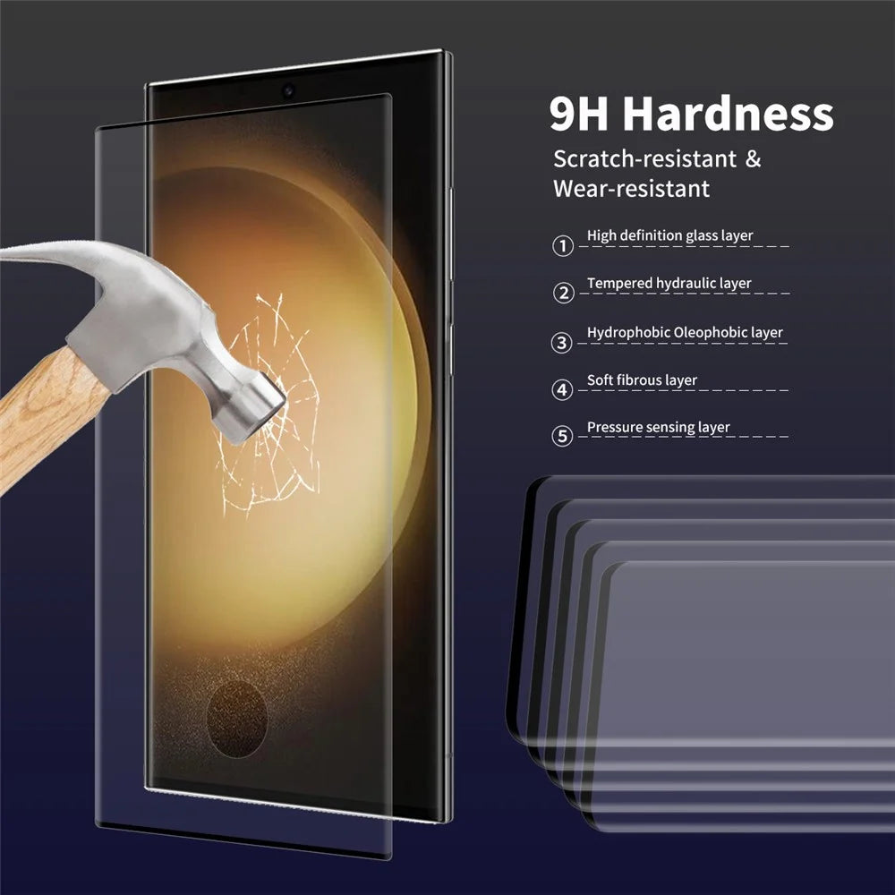 ENKAY HAT PRINCE Tempered Glass Film for Samsung Galaxy S23 Ultra, 3D Curved Side Glue HD Screen Protector Support Fingerprint Unlock - 5