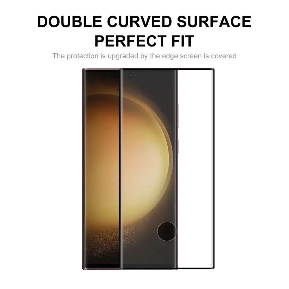 ENKAY HAT PRINCE for Samsung Galaxy S23 Ultra Anti-fingerprint Screen Protector 0.26mm 3D Curved Hot Bending Full Glue Full Coverage Tempered Glass Film [Support Fingerprint Unlocking] - 3