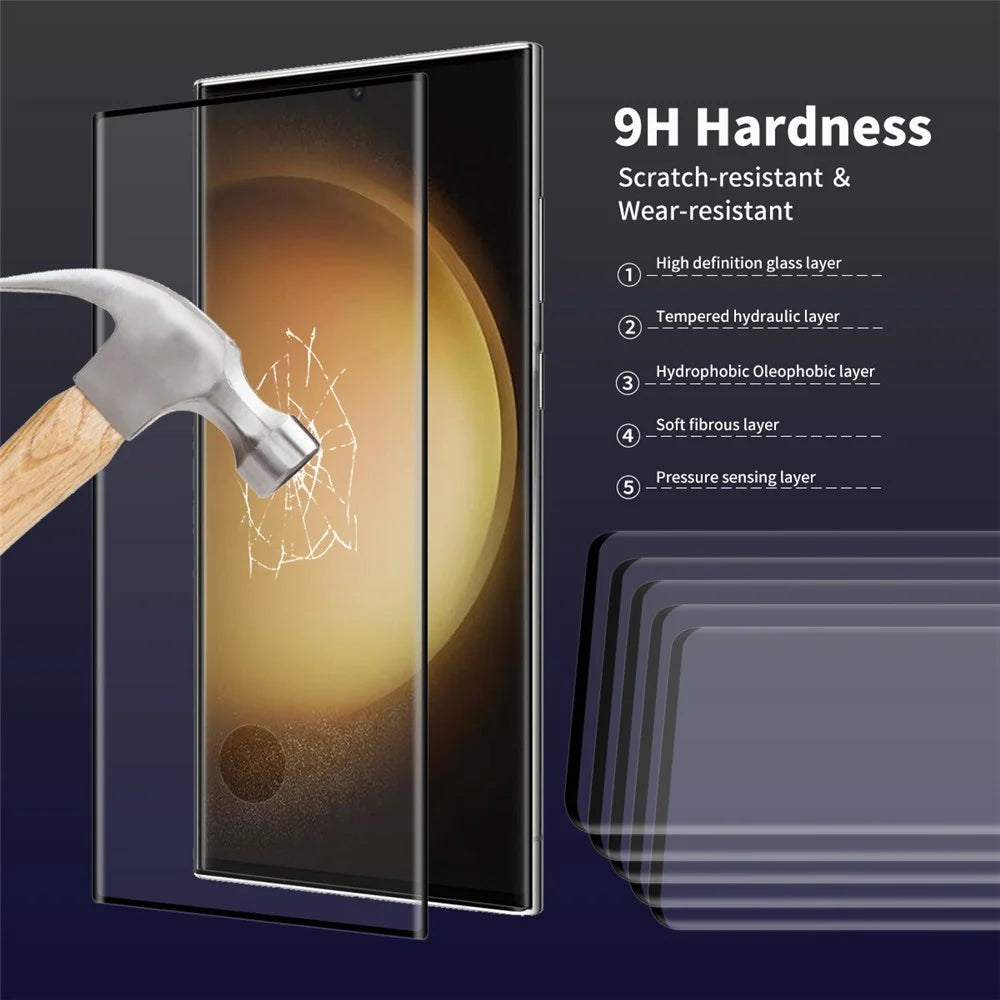 ENKAY HAT PRINCE for Samsung Galaxy S23 Ultra Anti-fingerprint Screen Protector 0.26mm 3D Curved Hot Bending Full Glue Full Coverage Tempered Glass Film [Support Fingerprint Unlocking] - 5