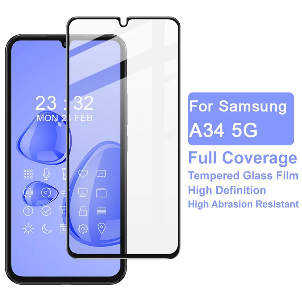 IMAK Pro+ Series for Samsung Galaxy A34 5G Full Covering Screen Protector Sensitive Touch Ultra Clear Tempered Glass Film - 3