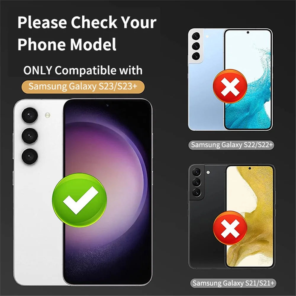 ENKAY HAT PRINCE Camera Lens Protector for Samsung Galaxy S23 / S23+,  1 Set Aluminum Alloy Ring Tempered Glass Lens Film - Black - 6