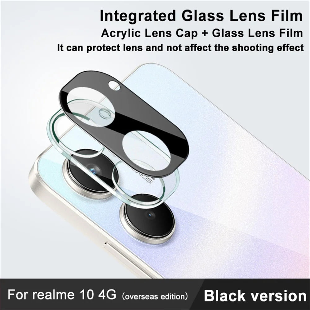 IMAK For Realme 10 4G Tempered Glass Lens Film + Acrylic Lens Cap HD Clear Anti-scratch Camera Lens Protector (Black Version) - 2