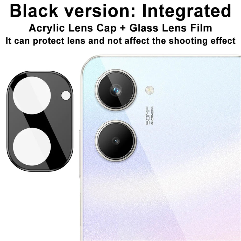 IMAK For Realme 10 4G Tempered Glass Lens Film + Acrylic Lens Cap HD Clear Anti-scratch Camera Lens Protector (Black Version) - 3