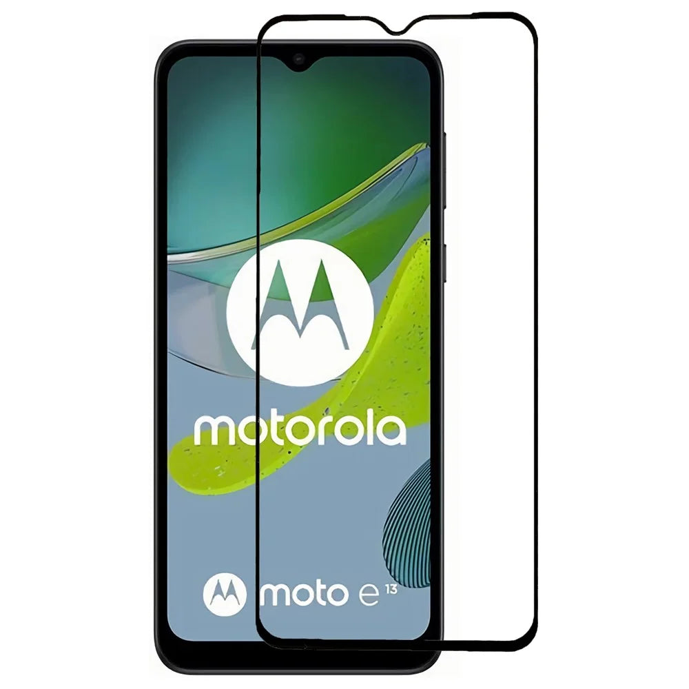 For Motorola Moto E13 4G Screen Protector Tempered Glass Silk Printing Full Cover Full Glue Clear Film Shatterproof - 1