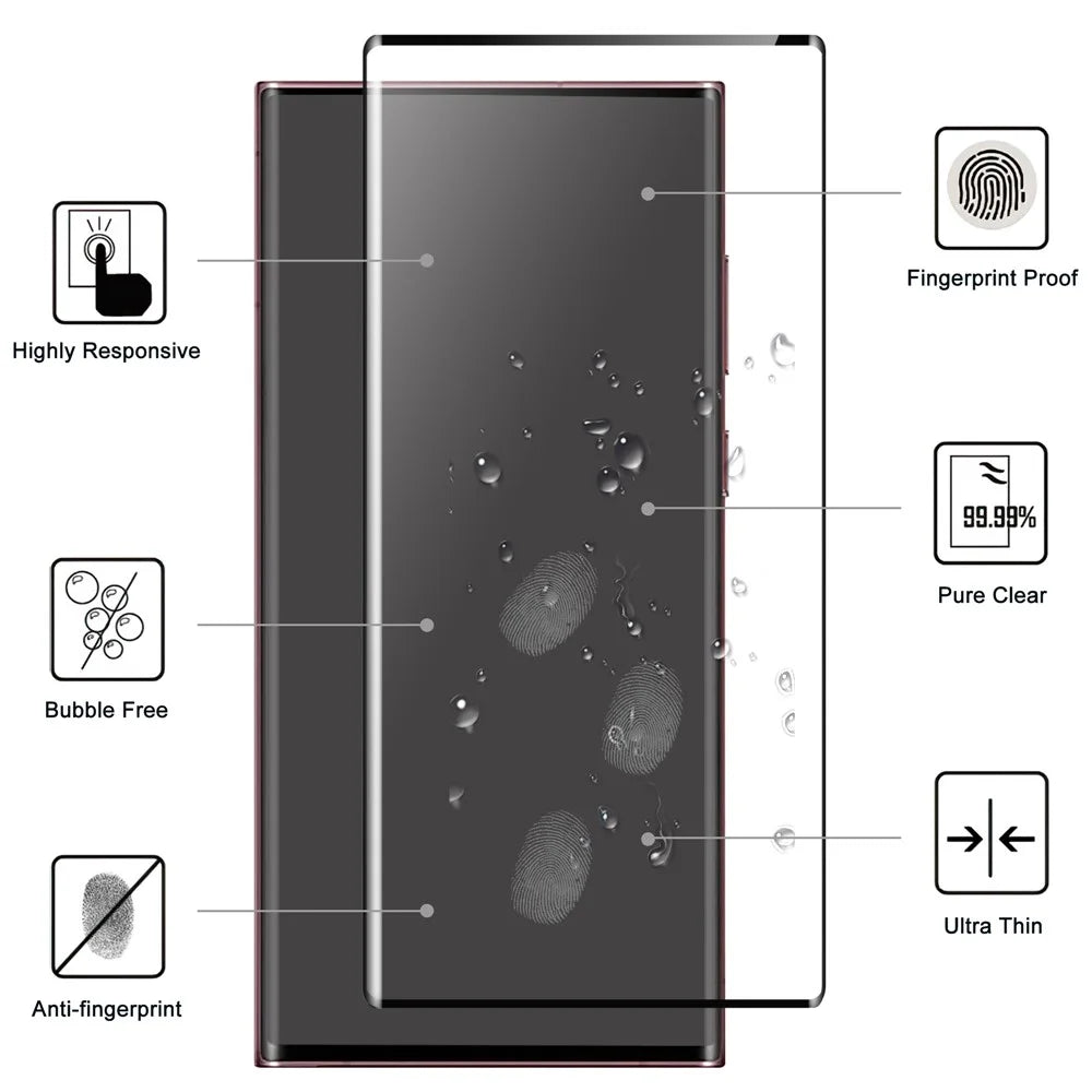 Anti-fingerprint Screen Protector For Samsung Galaxy S23 Ultra , 3D Curved Side Glue Explosion-proof Tempered Glass Film - 2