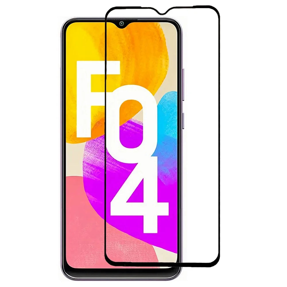 For Samsung Galaxy A04e 4G / F04 4G / M04 4G Silk Printing Full Screen Protector Black Edge Full Glue Tempered Glass Film - 1