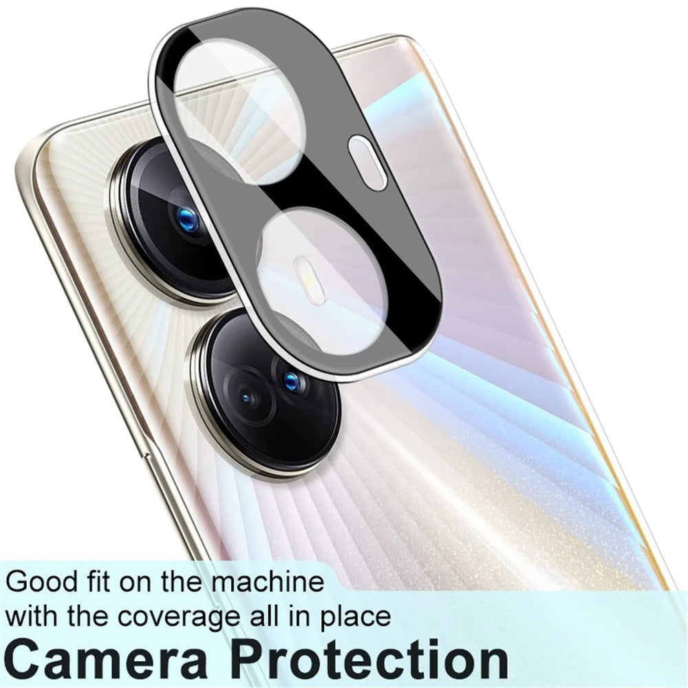 IMAK Rear Camera Lens Protector for Realme 10 Pro+ 5G (Global Version) , High Definition Tempered Glass Lens Film+Acrylic Lens Cap (Black Version) - 3