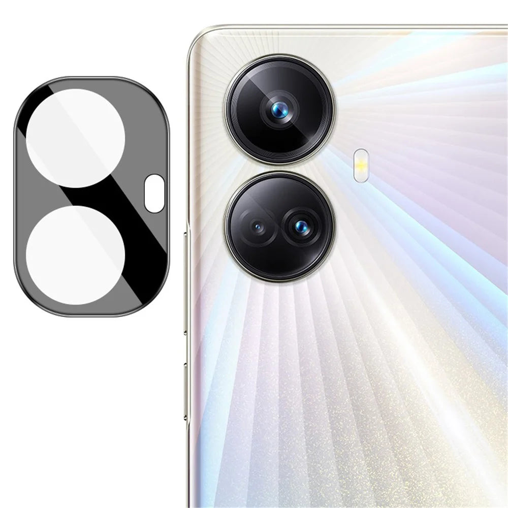 IMAK Rear Camera Lens Protector for Realme 10 Pro+ 5G (Global Version) , High Definition Tempered Glass Lens Film+Acrylic Lens Cap (Black Version) - 5