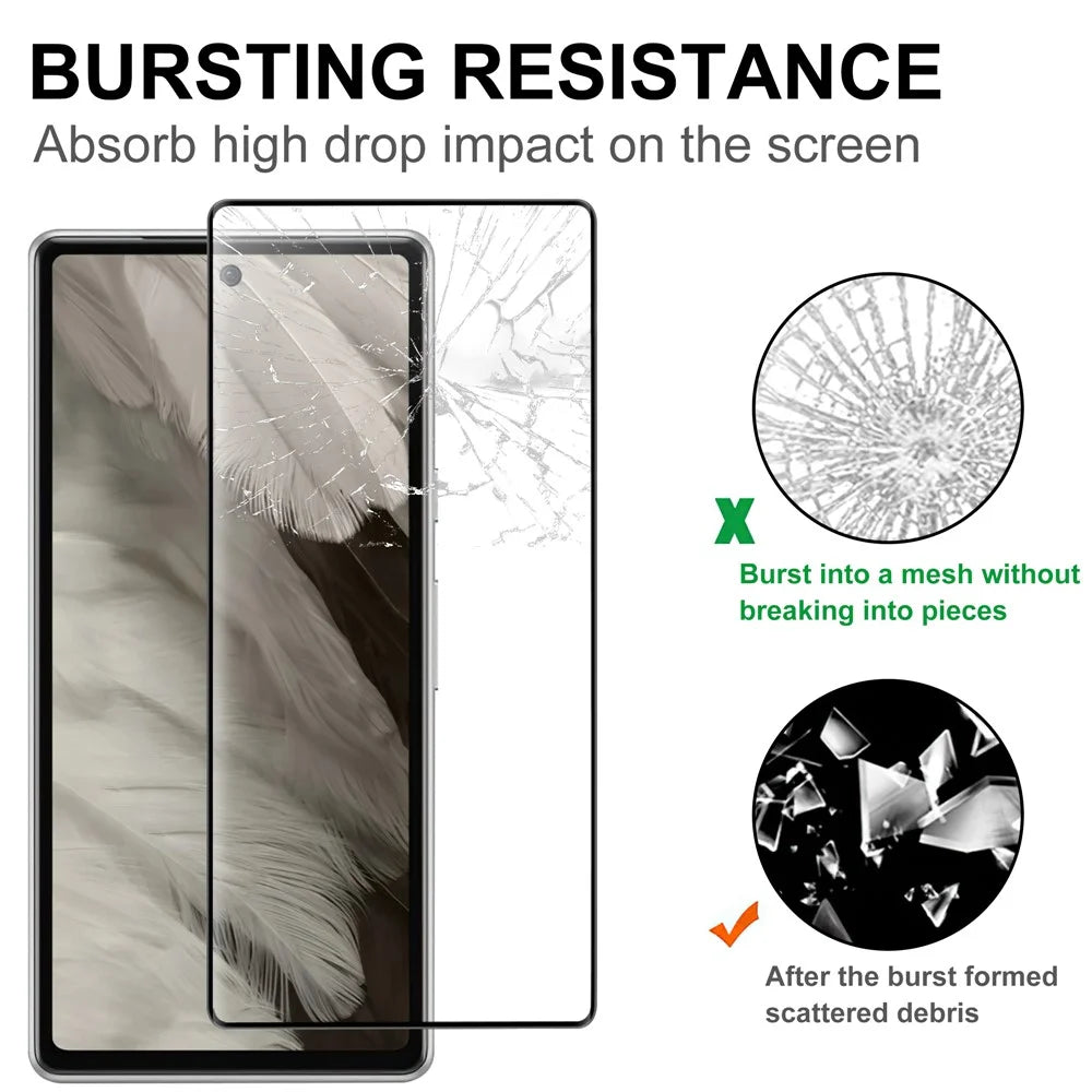 Full Glue Screen Protector for Google Pixel 7a Black Edge Anti-fingerprint HD Clear Tempered Glass Film - 4
