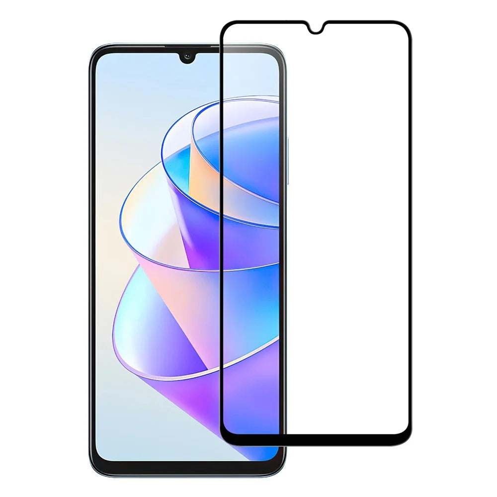 For Honor X7a 5G Shatterproof Screen Protector HD Clear Black Edge Full Glue Tempered Glass Film - 1
