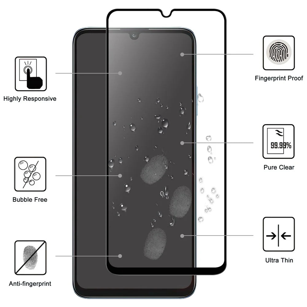 For Honor X7a 5G Shatterproof Screen Protector HD Clear Black Edge Full Glue Tempered Glass Film - 2