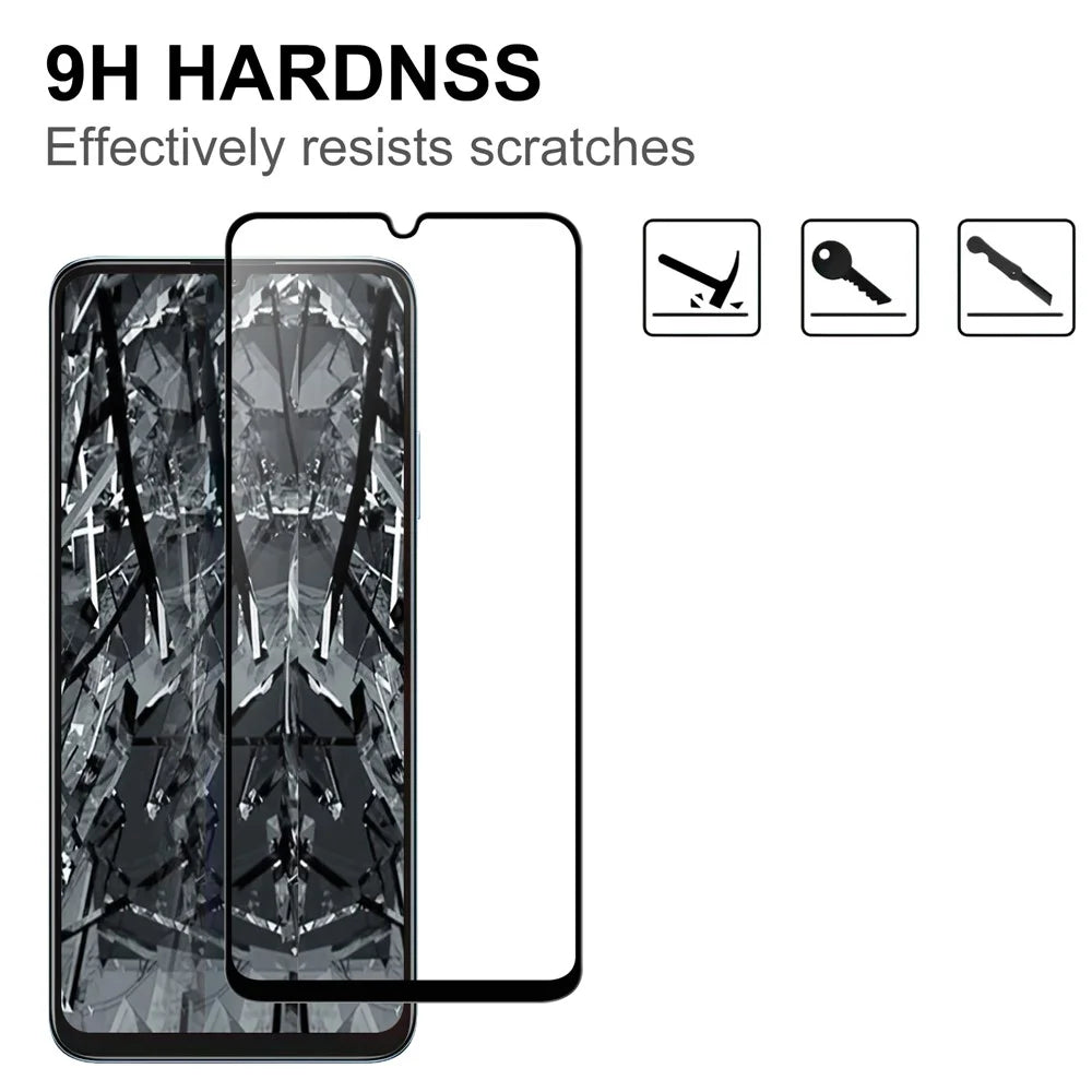 For Honor X7a 5G Shatterproof Screen Protector HD Clear Black Edge Full Glue Tempered Glass Film - 3