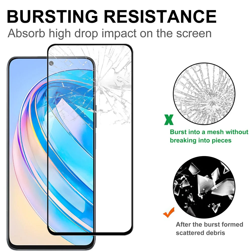 For Honor X8a 4G Anti-Explosion Screen Protector HD Clear Black Edge Full Glue Protective Tempered Glass Film - 4