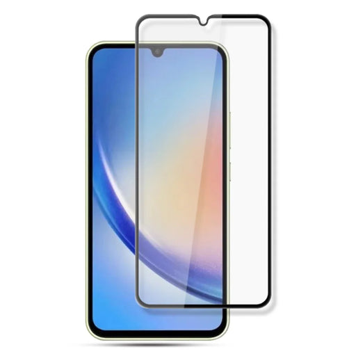 AMORUS For Samsung Galaxy A34 5G HD Clear Tempered Glass Silk Printing Full Glue Full Screen Protector - Black - 1
