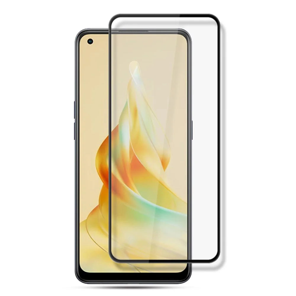 AMORUS For Oppo Reno8 T 4G Silk Printing Tempered Glass Film Anti-explosion Full Glue Full Screen Protector - Black - 1