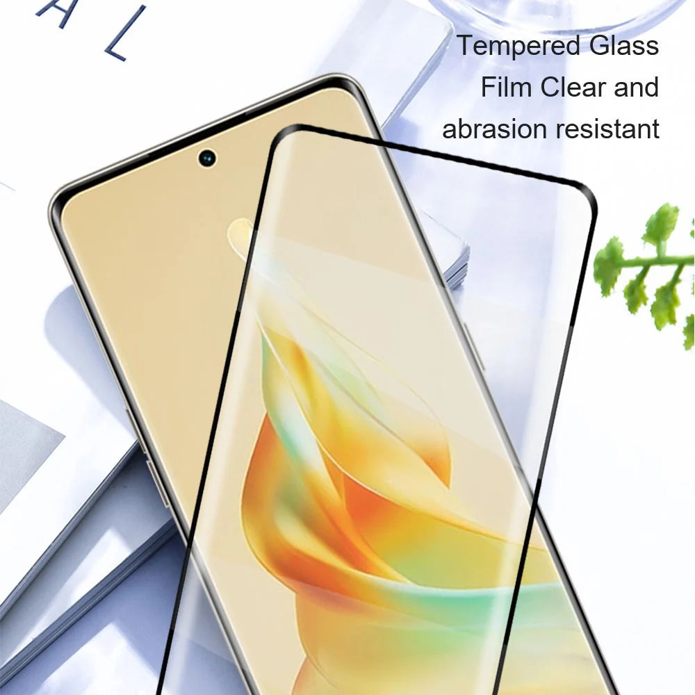 AMORUS For Oppo Reno8 T 4G Silk Printing Tempered Glass Film Anti-explosion Full Glue Full Screen Protector - Black - 4