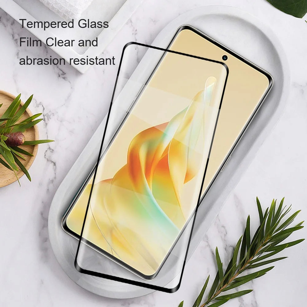 AMORUS For Oppo Reno8 T 4G Silk Printing Tempered Glass Film Anti-explosion Full Glue Full Screen Protector - Black - 5
