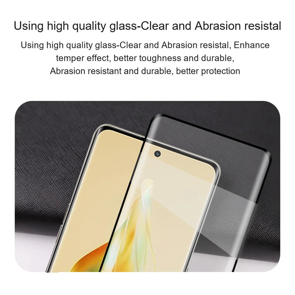 AMORUS For Oppo Reno8 T 4G Silk Printing Tempered Glass Film Anti-explosion Full Glue Full Screen Protector - Black - 7