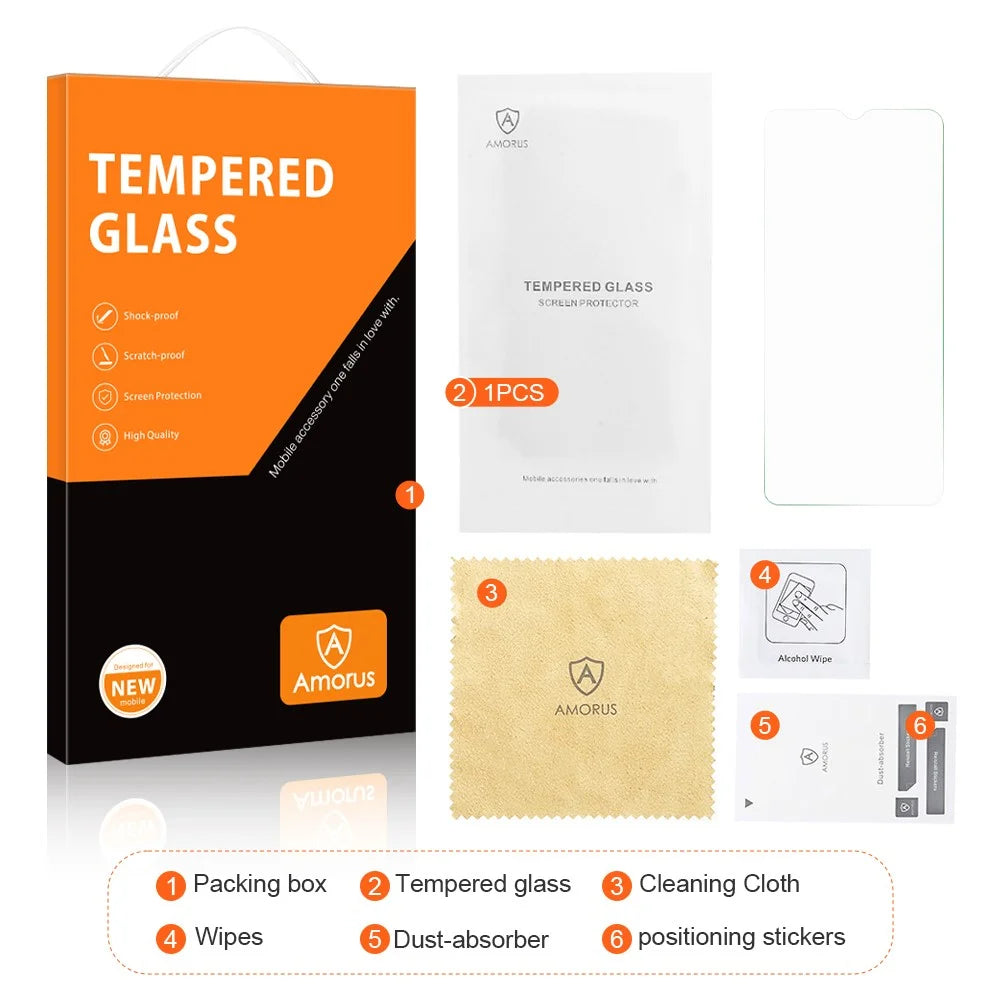 AMORUS For Nokia C32 Phone Screen Protector 2.5D Arc Edge HD Clear High Aluminum-silicon Glass Film - 7