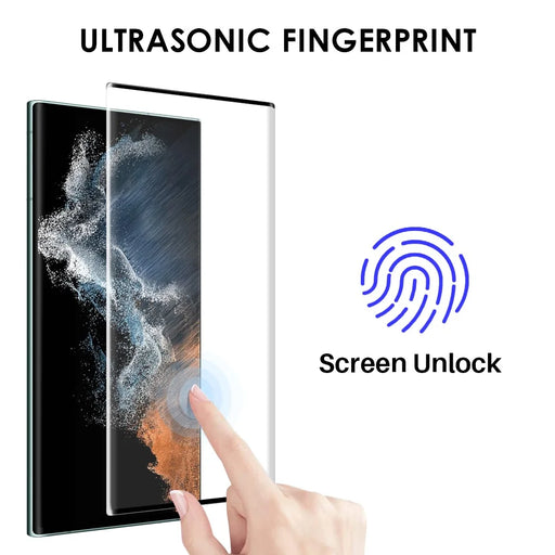 NORTHJO A+ For Samsung Galaxy S22 Ultra 5G Curved Tempered Glass Screen Protector Side Glue Film (Support Fingerprint Unlock) - Black - 2