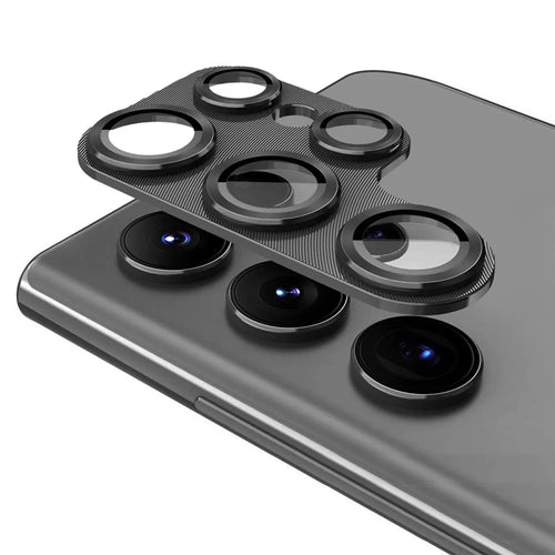 ENKAY HAT PRINCE Camera Lens Protector for Samsung Galaxy S22 Ultra 5G Aluminium Alloy + Tempered Glass Camera Lens Film - Black - 1