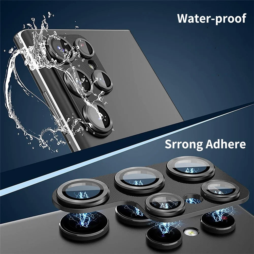 ENKAY HAT PRINCE Camera Lens Protector for Samsung Galaxy S22 Ultra 5G Aluminium Alloy + Tempered Glass Camera Lens Film - Black - 3