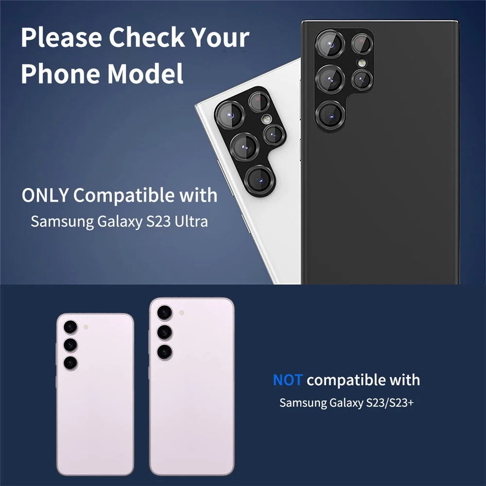 ENKAY HAT PRINCE For Samsung Galaxy S23 Ultra Camera Lens Protector Aluminium Alloy + Tempered Glass Lens Film - Black - 6