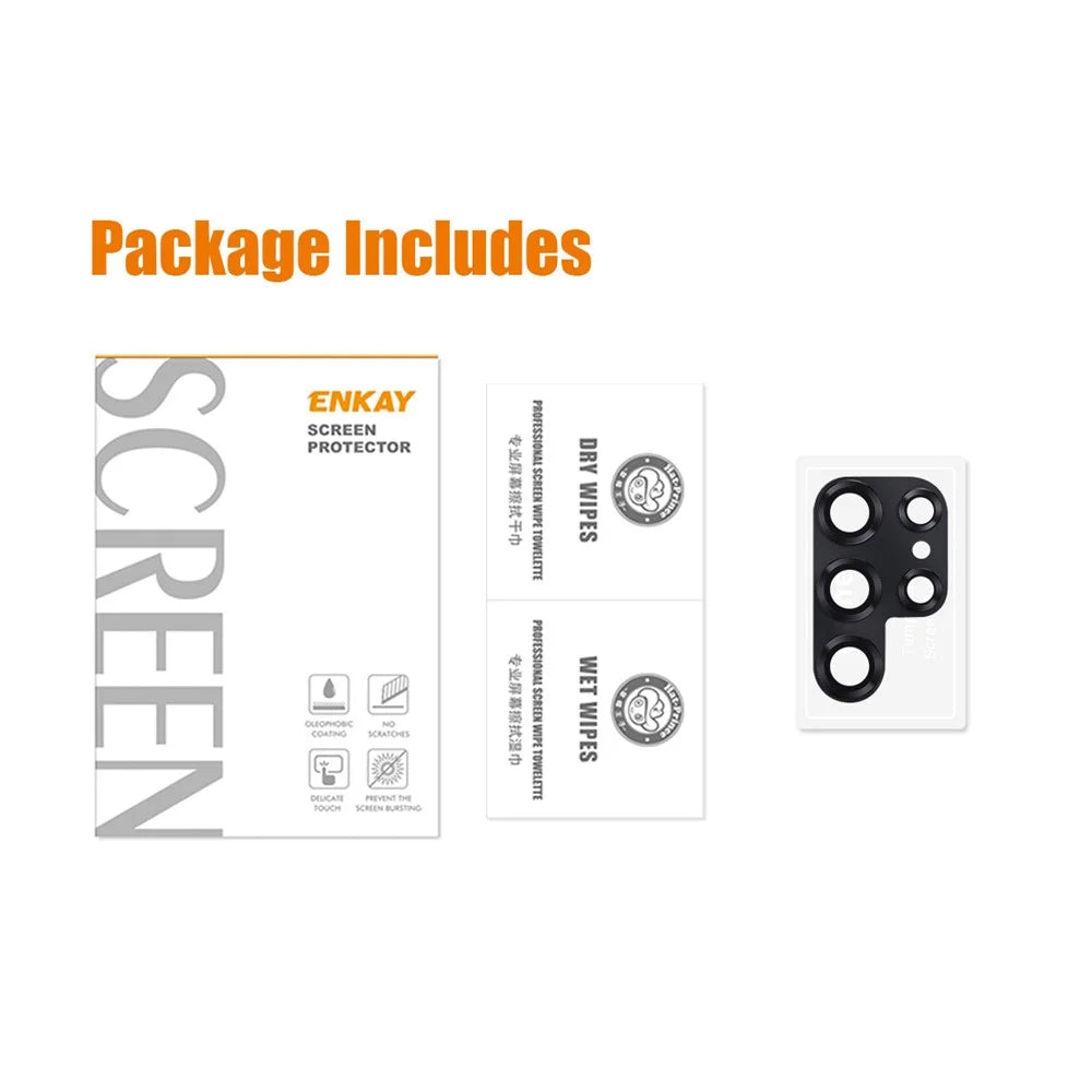 ENKAY HAT PRINCE For Samsung Galaxy S23 Ultra Camera Lens Protector Aluminium Alloy + Tempered Glass Lens Film - Black - 7