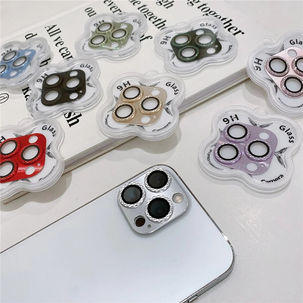 MKADI For iPhone 13 Pro Max 6.7 inch / 13 Pro 6.1 inch Camera Lens Protector CD Vein Tempered Glass Lens Film - Silver - 3