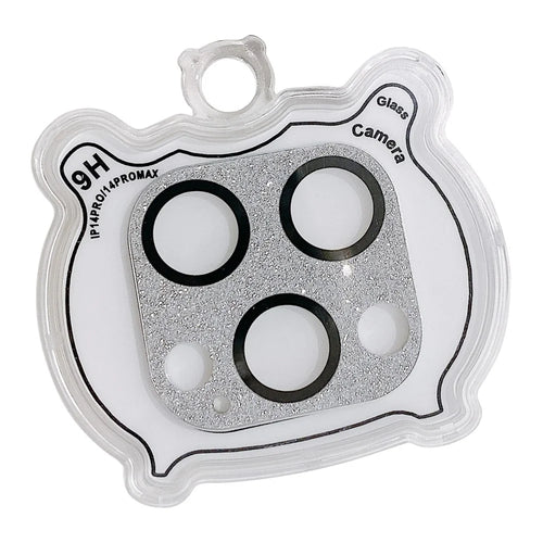 MKADI For iPhone 14 Pro / 14 Pro Max Glitter Camera Lens Film Anti-scratch Tempered Glass Lens Guard - Silver - 1