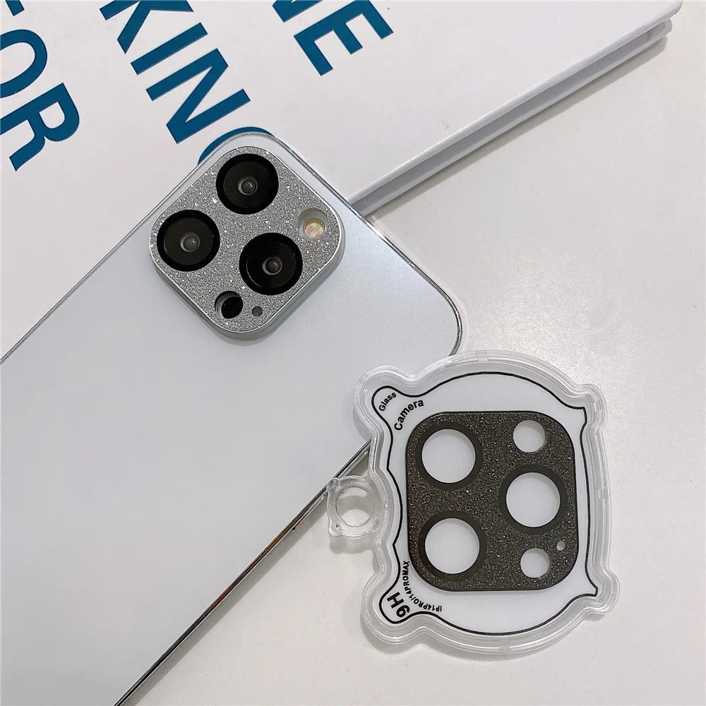 MKADI For iPhone 14 Pro / 14 Pro Max Glitter Camera Lens Film Anti-scratch Tempered Glass Lens Guard - Silver - 3