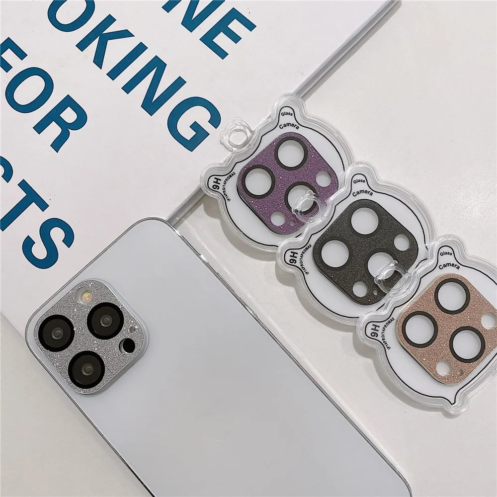 MKADI For iPhone 14 Pro / 14 Pro Max Glitter Camera Lens Film Anti-scratch Tempered Glass Lens Guard - Silver - 4