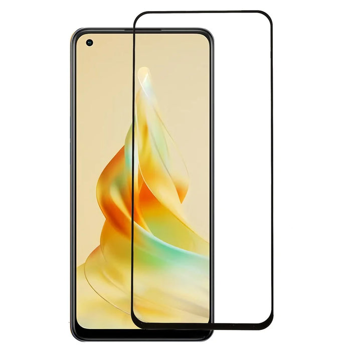 For Oppo Reno8 T 4G Full Coverage Screen Protector Silk Printing Black Edge Tempered Glass Film - 1