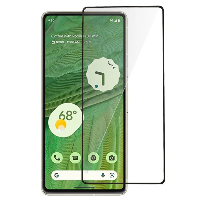 For Google Pixel 7a Black Edge Tempered Glass Film Silk Printing Full Coverage Screen Protector - 1