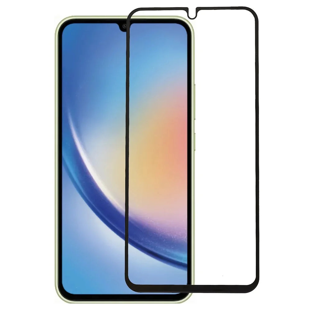 For Samsung Galaxy A34 5G Silk Printing Screen Protector Black Edge Clear Tempered Glass Film - 1