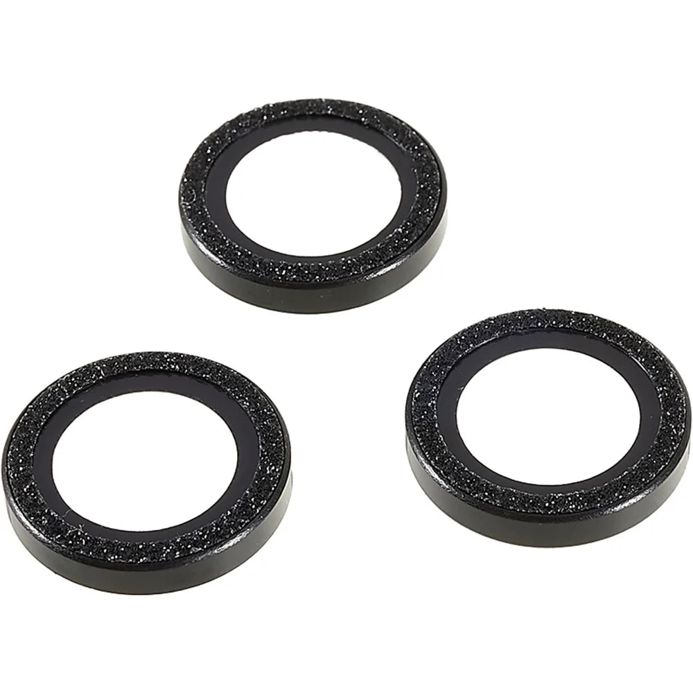 Bling Camera Lens Protector for iPhone 14 Pro / 14 Pro Max , Glitter Metal Frame + Tempered Glass Individual Ring Lens Cover - Black - 1